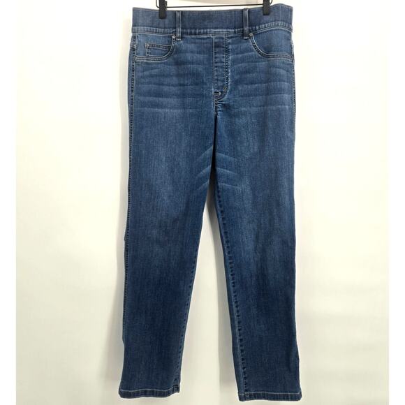 SPANX Pants - Spanx 1X Ankle Straight Leg Jeans Vintage Indigo Blue Pull On Plus Tall